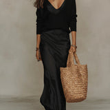 Robe Longue Satinée à Col V
