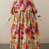 Robe Longue Imprimée à Manches Courtes