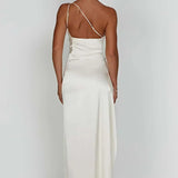 Robe Longue Asymétrique Satinée à Fente