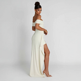 Robe Longue Bardot à Fente