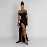 Robe Longue Bardot à Fente