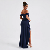 Robe Longue Bardot à Fente
