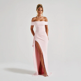 Robe Longue Bardot à Fente