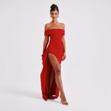 Robe Longue Bardot à Fente