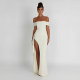 Robe Longue Bardot à Fente