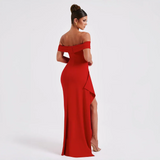 Robe Longue Bardot à Fente
