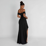Robe Longue Bardot à Fente