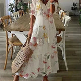 Robe Midi Fleurie à Col V