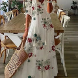 Robe Midi Fleurie à Col V