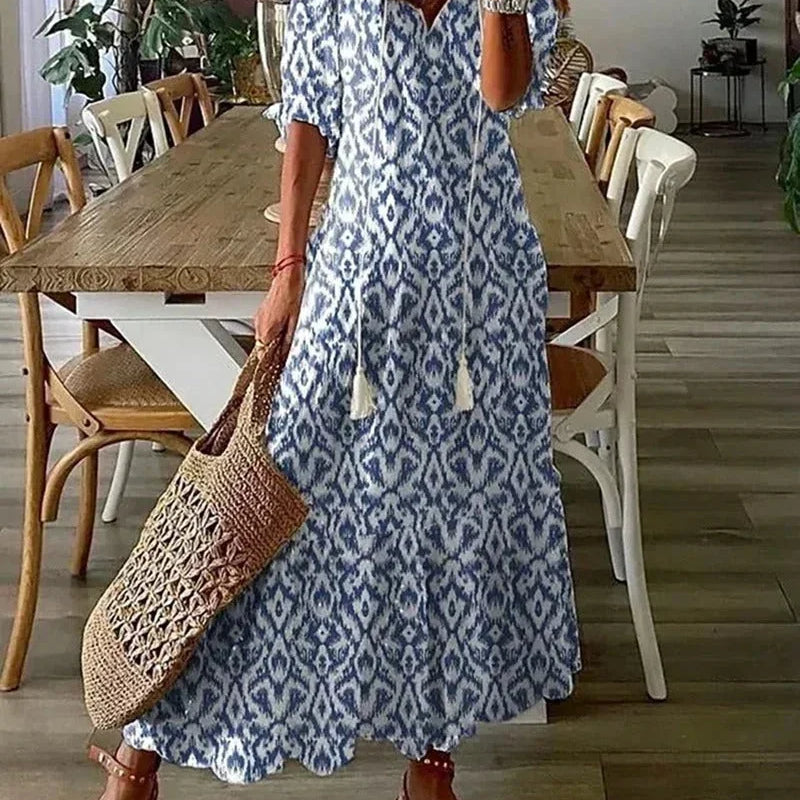 Robe Midi Fleurie à Col V