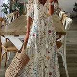Robe Midi Fleurie à Col V