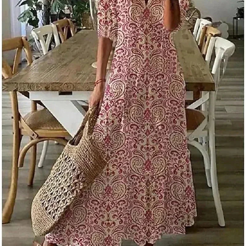 Robe Midi Fleurie à Col V