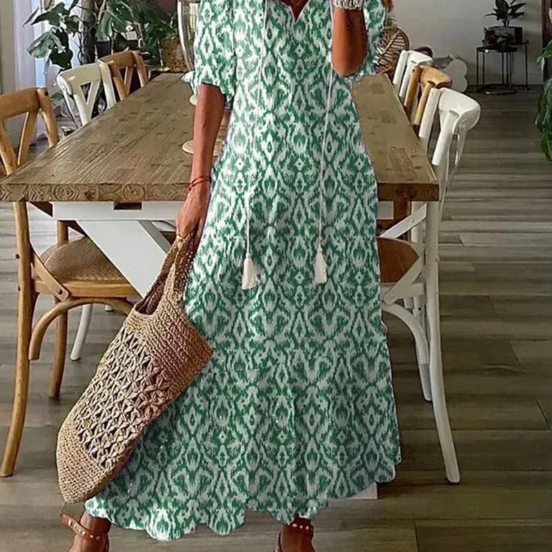 Robe Midi Fleurie à Col V