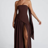 Robe Longue Bustier Drapée
