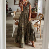 Robe Longue Imprimée à Col V