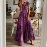 Robe Longue Imprimée à Col V