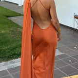 Robe Longue Dos Nu à Col Halter