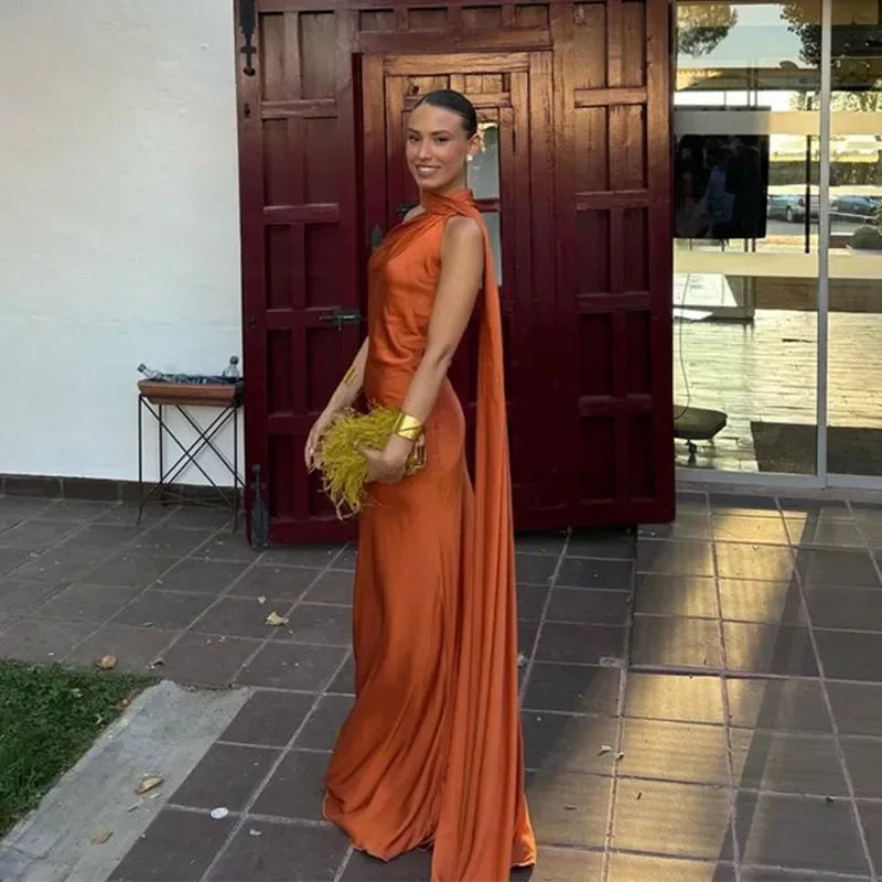 Robe Longue Dos Nu à Col Halter