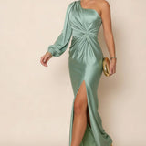 Robe Longue Asymétrique Drapée Élégante