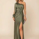 Robe Longue Asymétrique Drapée Élégante