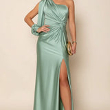 Robe Longue Asymétrique Drapée Élégante