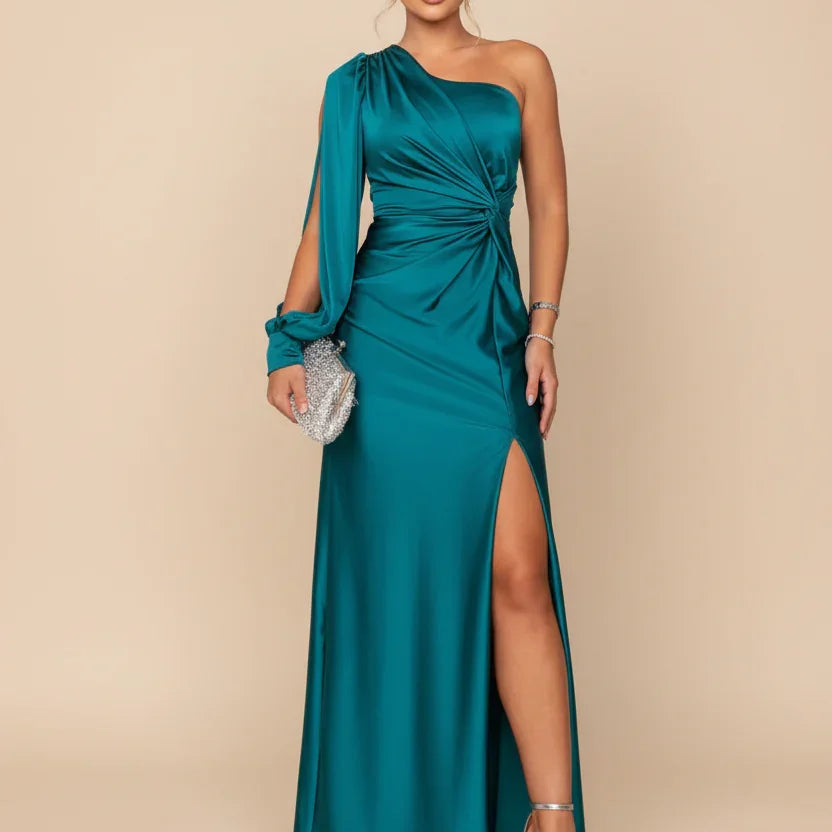 Robe Longue Asymétrique Drapée Élégante