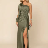 Robe Longue Asymétrique Drapée Élégante