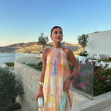 Robe Longue Plissée Multicolore