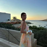 Robe Longue Plissée Multicolore