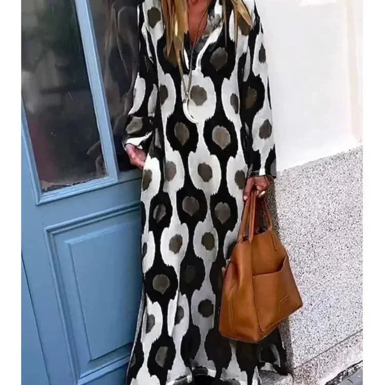 Robe Longue Imprimée à Col V