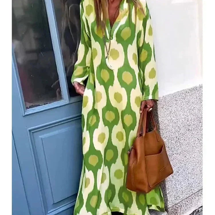 Robe Longue Imprimée à Col V