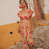 Robe Longue Fleurie à Volants