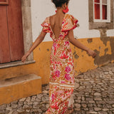 Robe Longue Fleurie à Volants