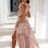 Robe Longue Fleurie à Col V