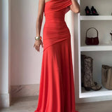 Robe Longue Asymétrique Drapée