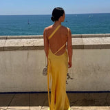 Robe Longue Satinée Dos Nu Glamour