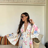 Robe Longue Fleurie Style Kimono