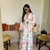 Robe Longue Fleurie Style Kimono