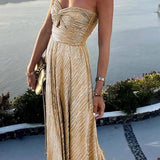 Robe Longue Bustier Plissée