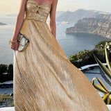 Robe Longue Bustier Plissée