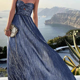 Robe Longue Bustier Plissée