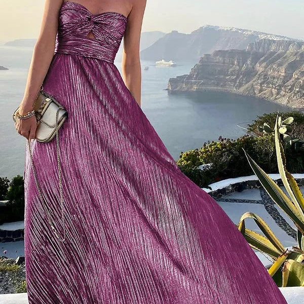 Robe Longue Bustier Plissée