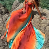 Robe Longue Multicolore à Bretelles