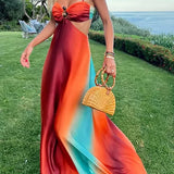 Robe Longue Multicolore à Bretelles