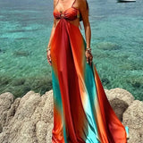Robe Longue Multicolore à Bretelles