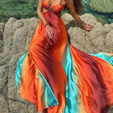 Robe Longue Multicolore à Bretelles