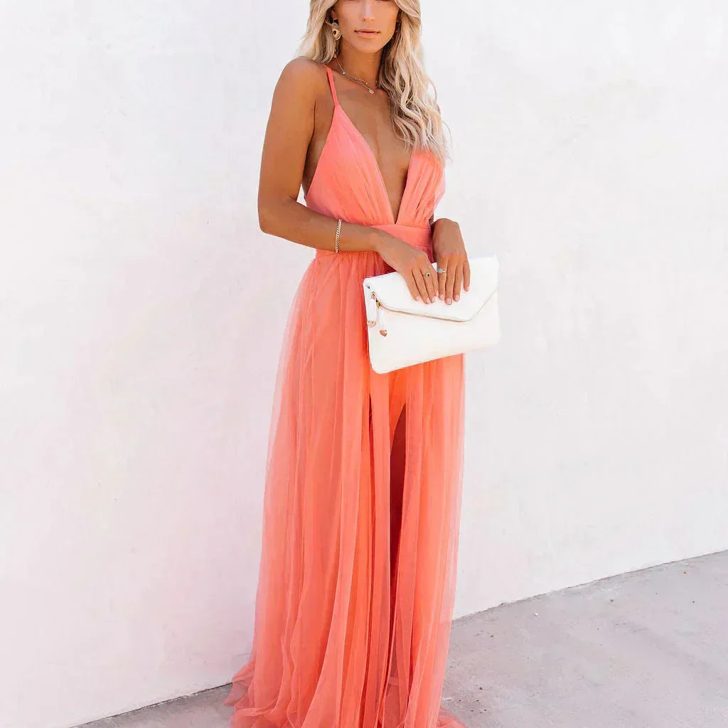 Robe Longue Dos Nu Plissée