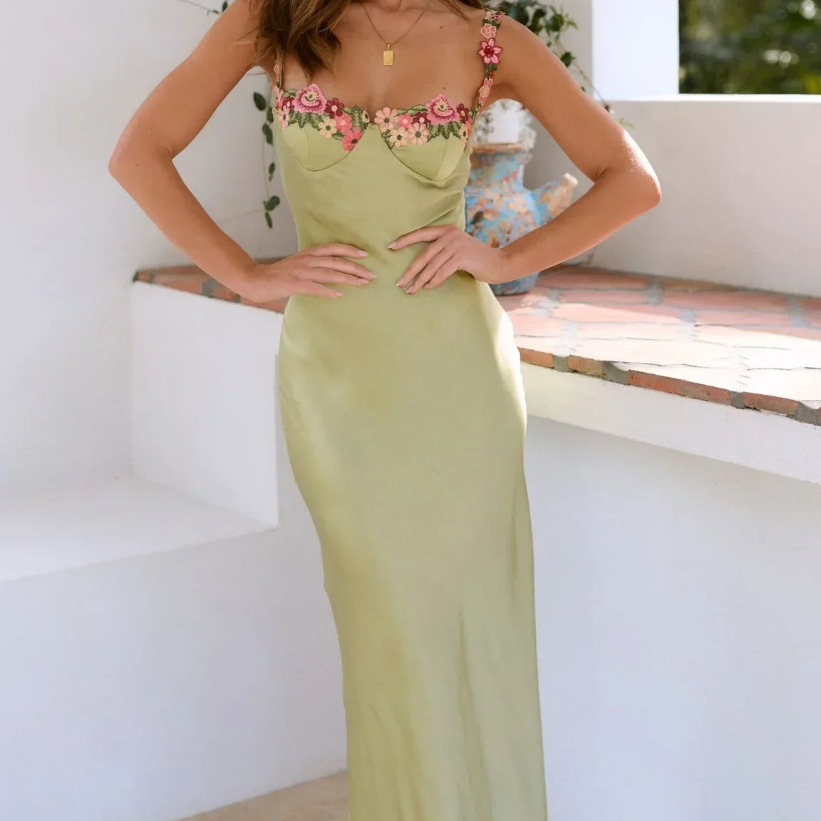 Robe Longue Fleurie à Bretelles