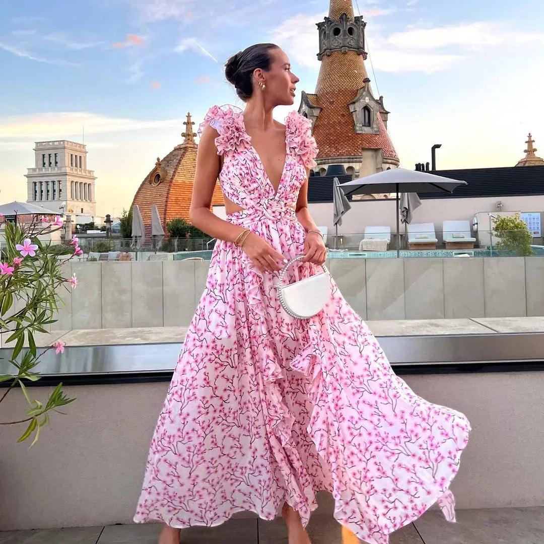 Robe Longue Fleurie à Bretelles