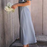 Robe Longue Satinée Épaules Dénudées